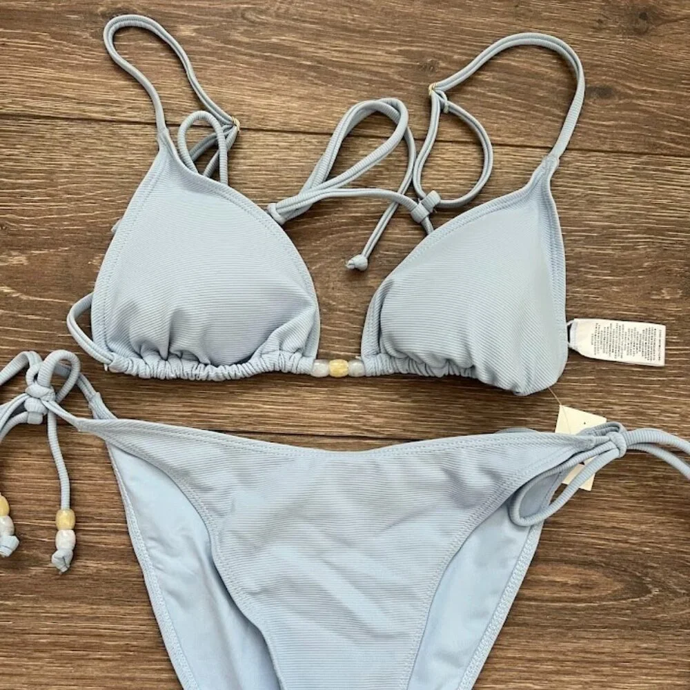 NWT Wilo the Label Blue 2 Piece Bikini Swimsuit Swim Set Size Medium NEW